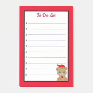 Post-it® Pour faire la liste de l'ours mignon elfe sur lin 