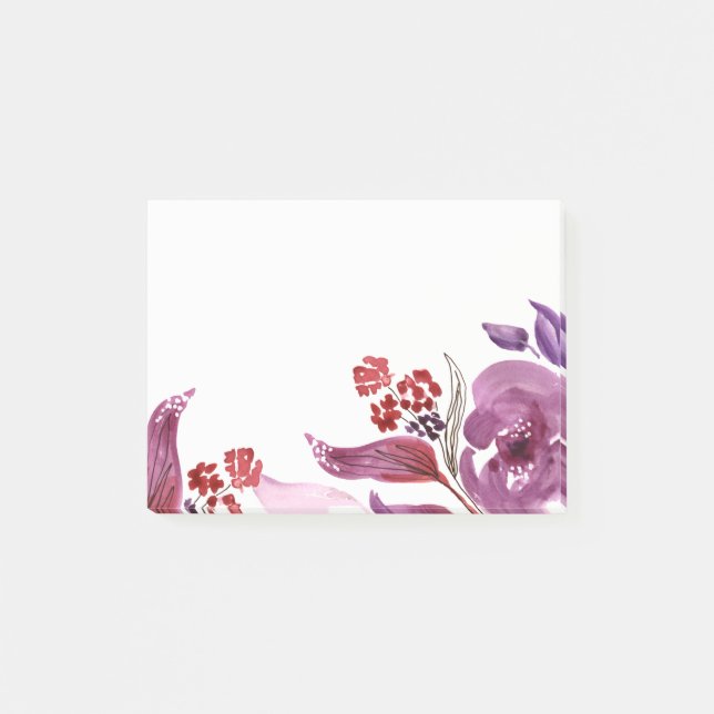 Post-it® Pourpre d'aquarelle + Notes de post-it florales (Devant)