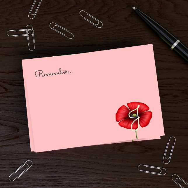 Post-it® Pretty Pink Red Poppy Monogramme Publier des notes (Pretty pink poppy post it notes with space for your initial. Pick up a pack today!)