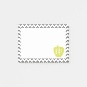 Post-it® Professeur gris de monogramme d'Apple de Chevron