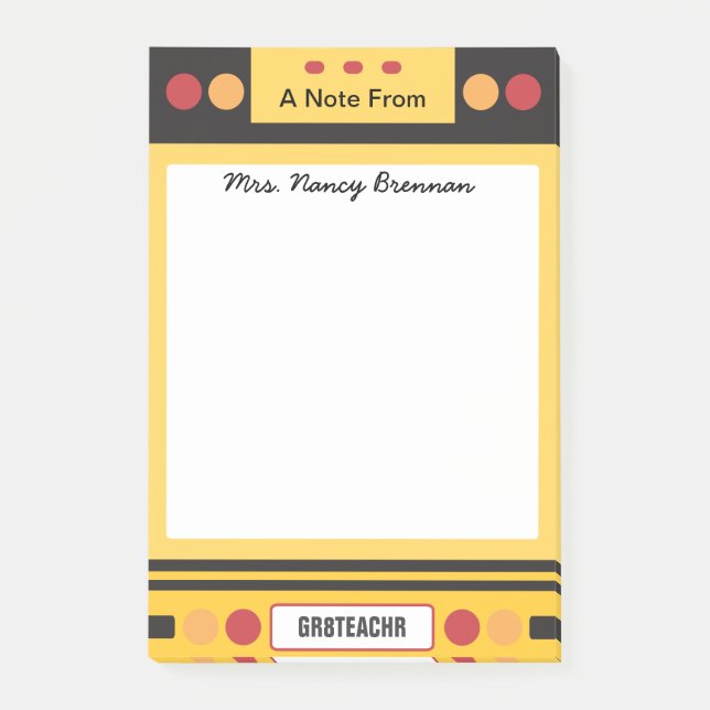 Post-it® Professeur personnalisé de bus scolaire (Devant)