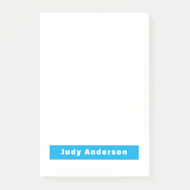Post-it® Professional Plain Modern Elegant Name Blue White (Devant)