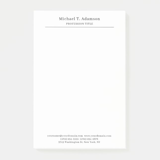 Post-it® Professional Retro Style Elegant Plain Simple (Devant)