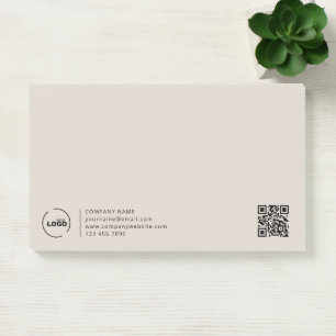 Post-it® Professionnel Moderne Logo Entreprise QR Code Beig