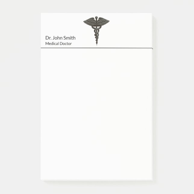 Post-it® Professionnel Simple Médicale Caduceus Noir Blanc (Devant)
