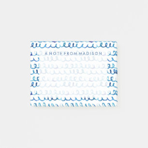 Post-it® Profil onduleux d'aquarelle bleue peinte à la main