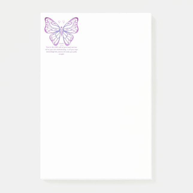 Post-it® Proverbes 3:5,6 Écriture Inspiration Papillon (Devant)