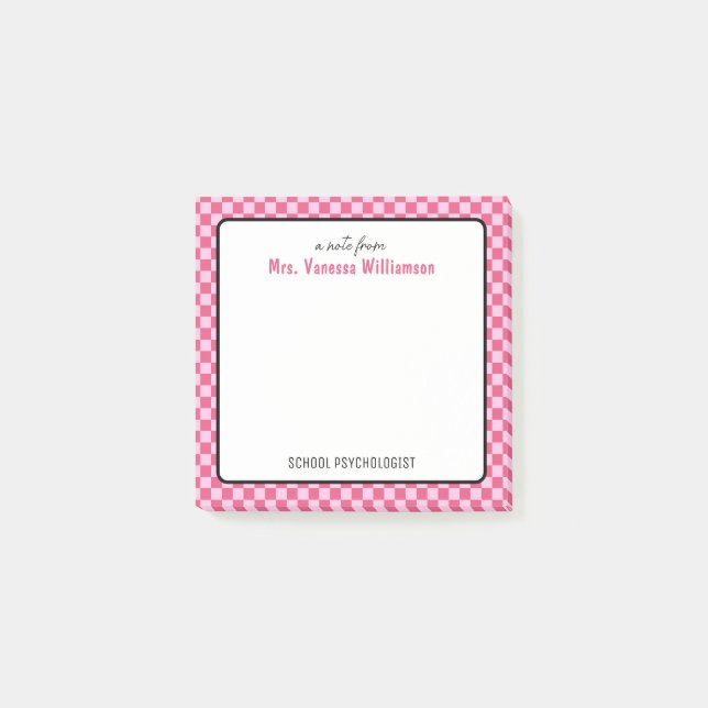 Post-it® Psychologue de l'école Motif Retro Check sur mesur (Devant)