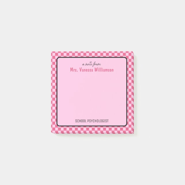 Post-it® Psychologue de l'école Motif Retro Check sur mesur (Devant)