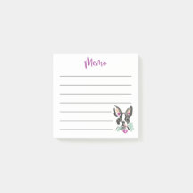 Publier| Mémo| Boston terrier| rose