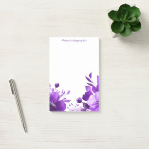 Post-it® Purple Blooms Épicerie Liste d'achats PERSONNALISÉ