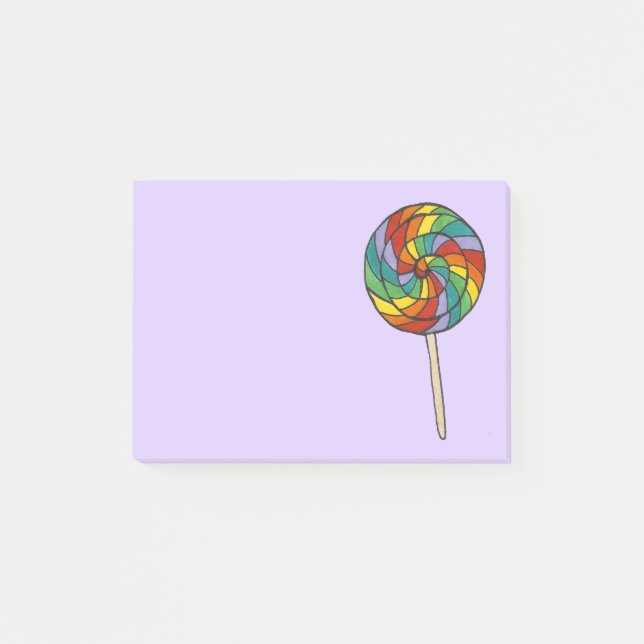 Post-it® Purple Rainbow Lollipop Sweet Lolly Candy Pride (Devant)
