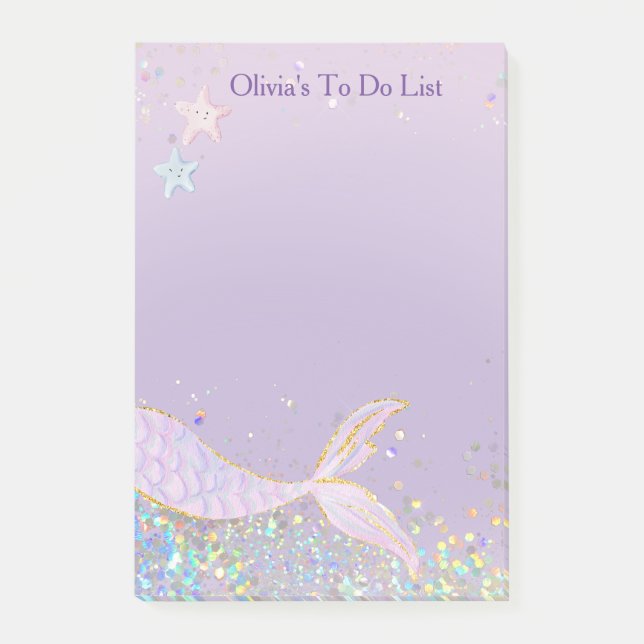 Post-it® Queue de sirène de Parties scintillant en aquarell (Devant)