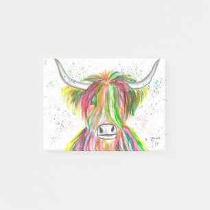 Post-it® Rainbow Highland vache aquarelle animal mignon