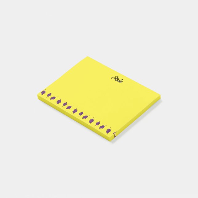 Post-it® Raisins pourpres personnalisés jaune (Incliné)