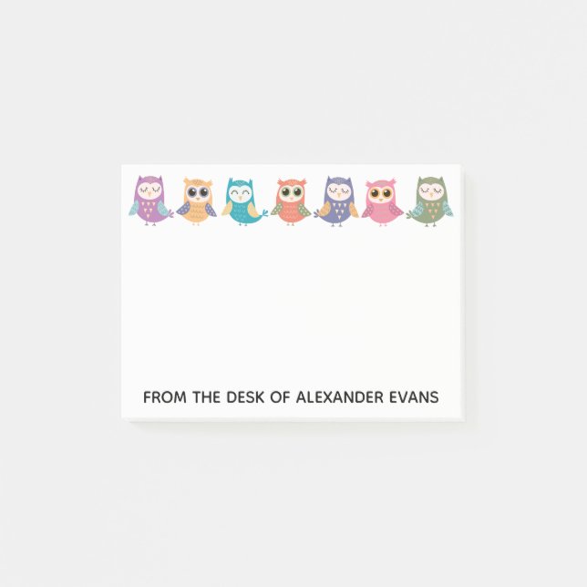 Post-it® Rangée des chouettes pastel (Devant)
