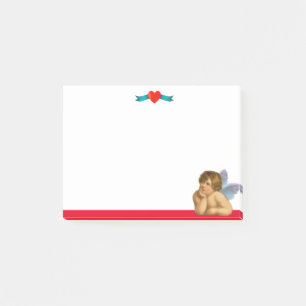 Post-it® Raphaël Cherub & Heart élégant sur fond blanc