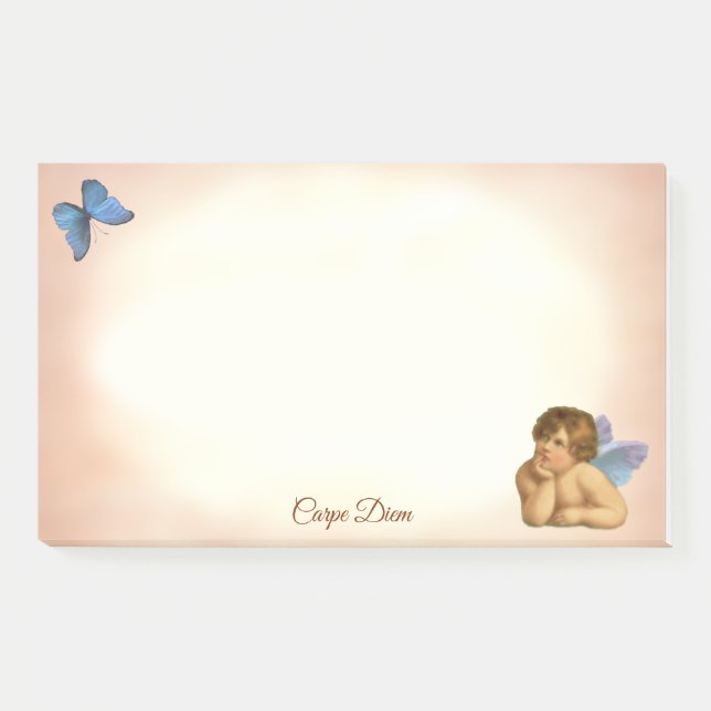 Post-it® Raphaël Cherub stylé & Papillon Bleu (Devant)