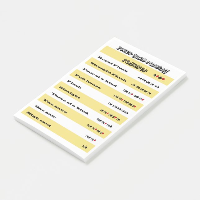 Post-it® Rappel de classement main de poker avec bandes jau (Incliné)