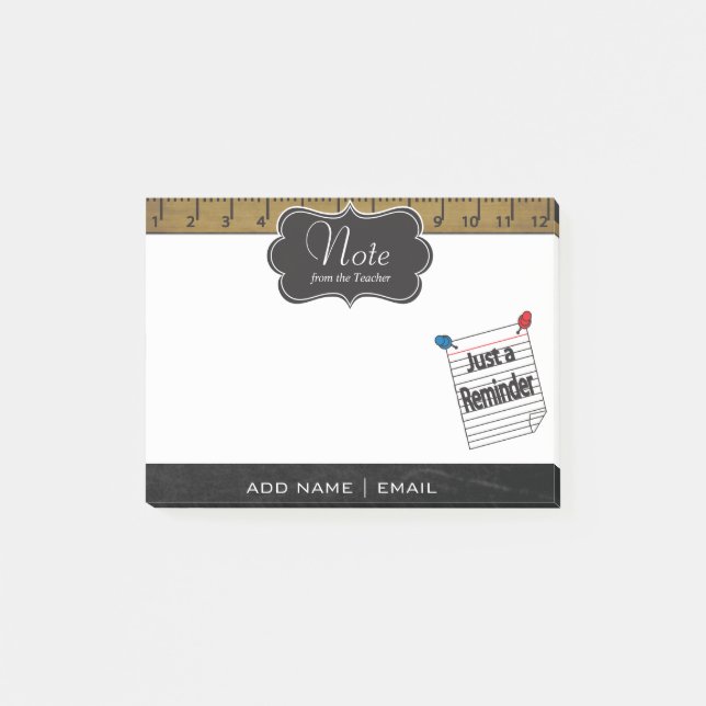 Post-it® Rappel de note de l'enseignant de l'école | Texte  (Devant)