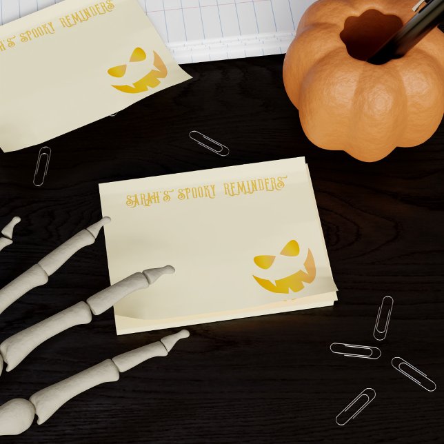 Post-it® Rappels Éffrayants personnalisés de la face du Cit (Spooky pumpkin post it notes for all Halloween reminders. Just add your name)