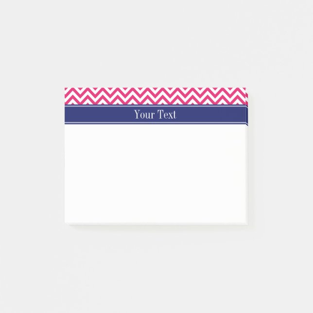 Post-it® Raspberry SLg Chevron Nom de la marine Monogramme (Devant)