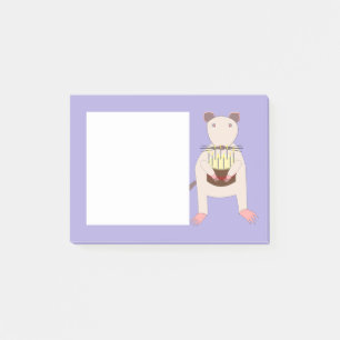 Post-it® Rat de Siamese avec gâteau d'anniversaire