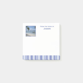 Post-it® Rayures Bleues Modernes en Denim avec Photo