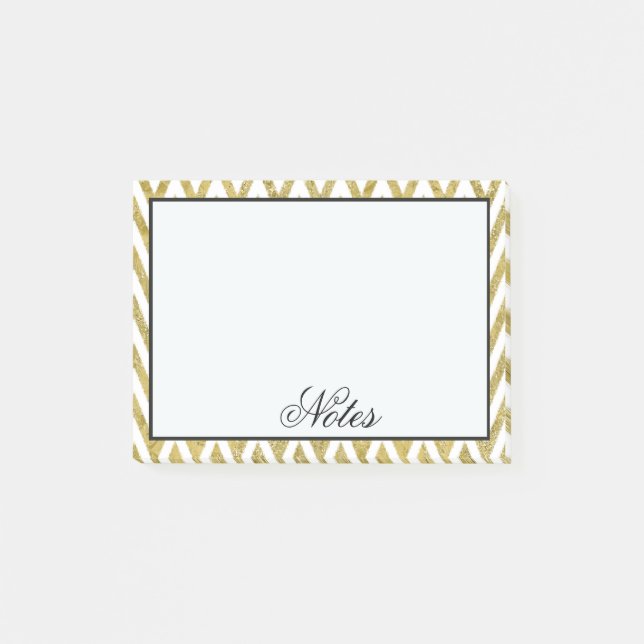 Post-it® Rayures de Chevron d'or (Devant)