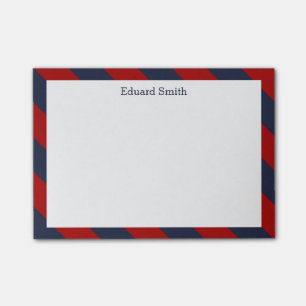 Post-it® Rayures de rouge et de bleu marine personnalisées