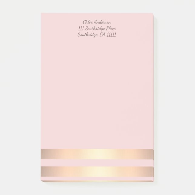 Post-it® Rayures métalliques rose et or (Devant)