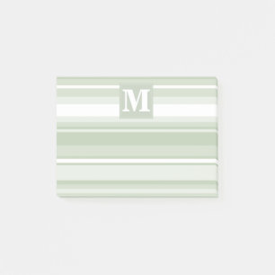 Post-it® Rayures vert pâle monogramme