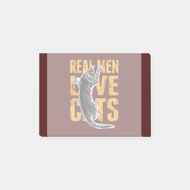Post-it® Real Men Love Chats sur rouge bordeaux (Devant)