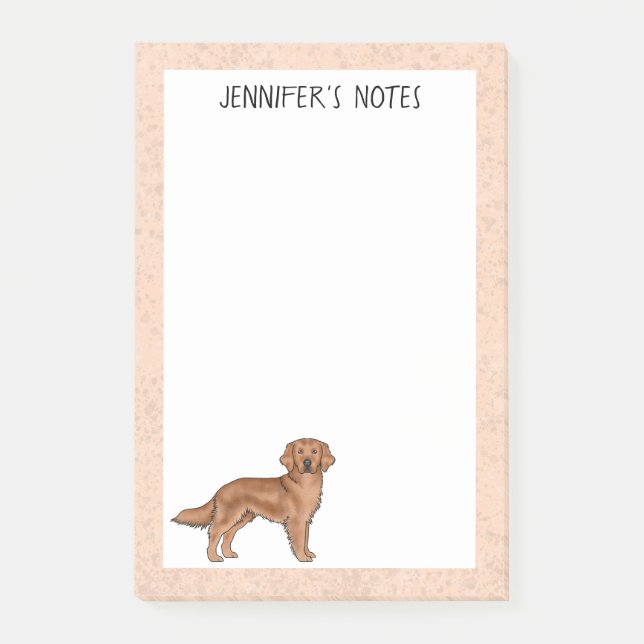 Post-it® Red Golden Retriever Dessin Chien personnalisable  (Devant)
