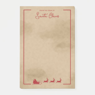 Post-it® Red Père Noël Sleigh Sur Faux Old Worldwide Paper