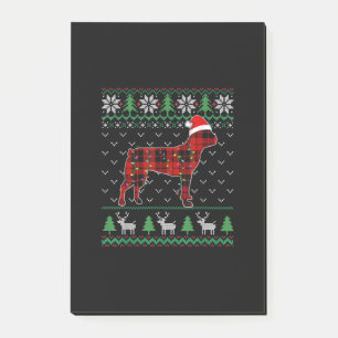 Post-it® Red Plaid Chien laide Noël lumières Boston Terrier