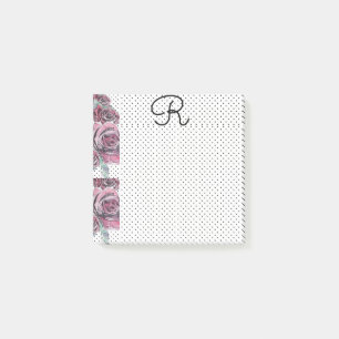 Post-it® Red Rose Watercolor Womans Initial Post It Notes