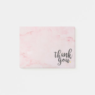 Post-it® Remerciement Or Cœur Amour Marbre Rose
