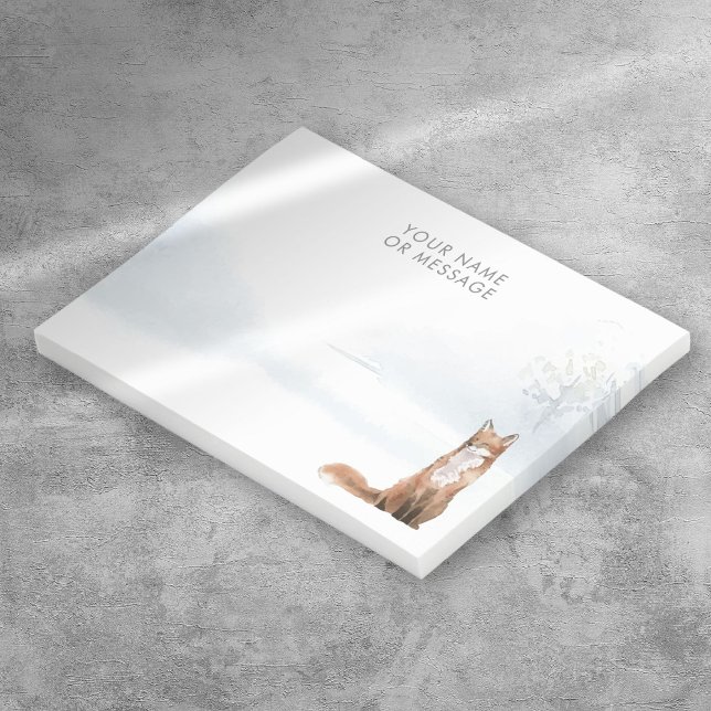 Post-it® Renard de scène de bois d'hiver personnalisé (Personalized Winter Woodland Scene Fox Post-it Notes)