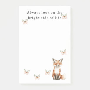Post-it® Renard heureux mignon côté lumineux papillons