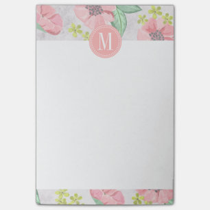 Post-it® Rétro aquarelle rose florale personnalisée