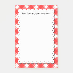 Post-it® Retro Rouge blanc blanc Plaid Chèques Personnalise