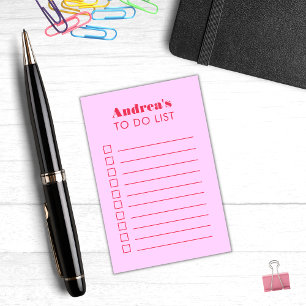 Post-it® Retro Typography Pink Red Personalized To Do List