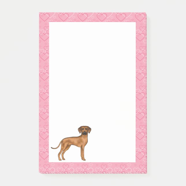 Post-it® Rhodesian Ridgeback Chien Love Coeur Motif rose (Devant)