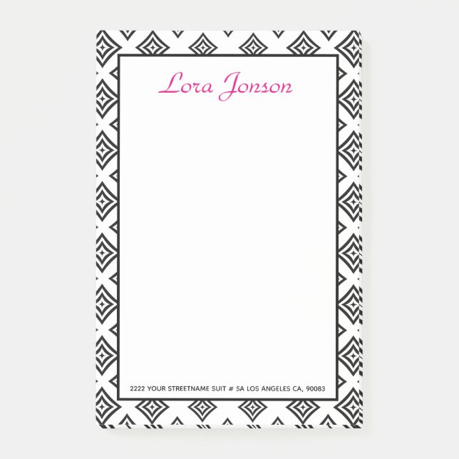 Post-it® Rhomboid noir sur Arrière - plan blanc (Devant)