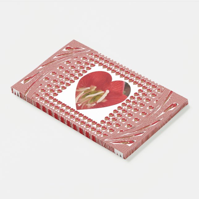 Post-it® Romantique Rouge Fleur Coeur Design 4 Moments spéc (Incliné)