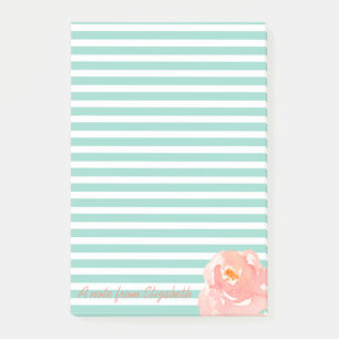 Post-it® Rose aquarelle sur rayures - Personnalisé