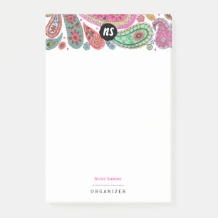 Post-it® Rose bohème et floral paisley turquoise
