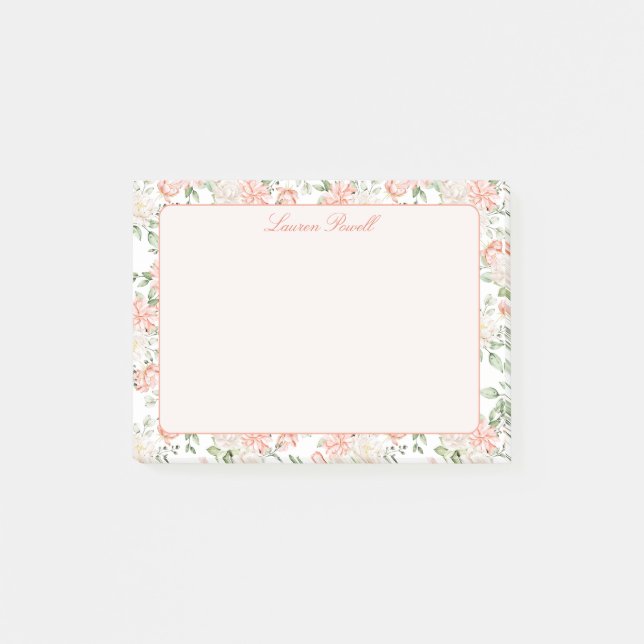 Post-it® Rose botanique doux Romantique Floral Personnalisé (Devant)