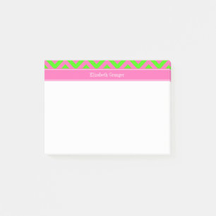 Post-it® Rose Chaud #2 Vert Citron LG Chevron Monogramme No
